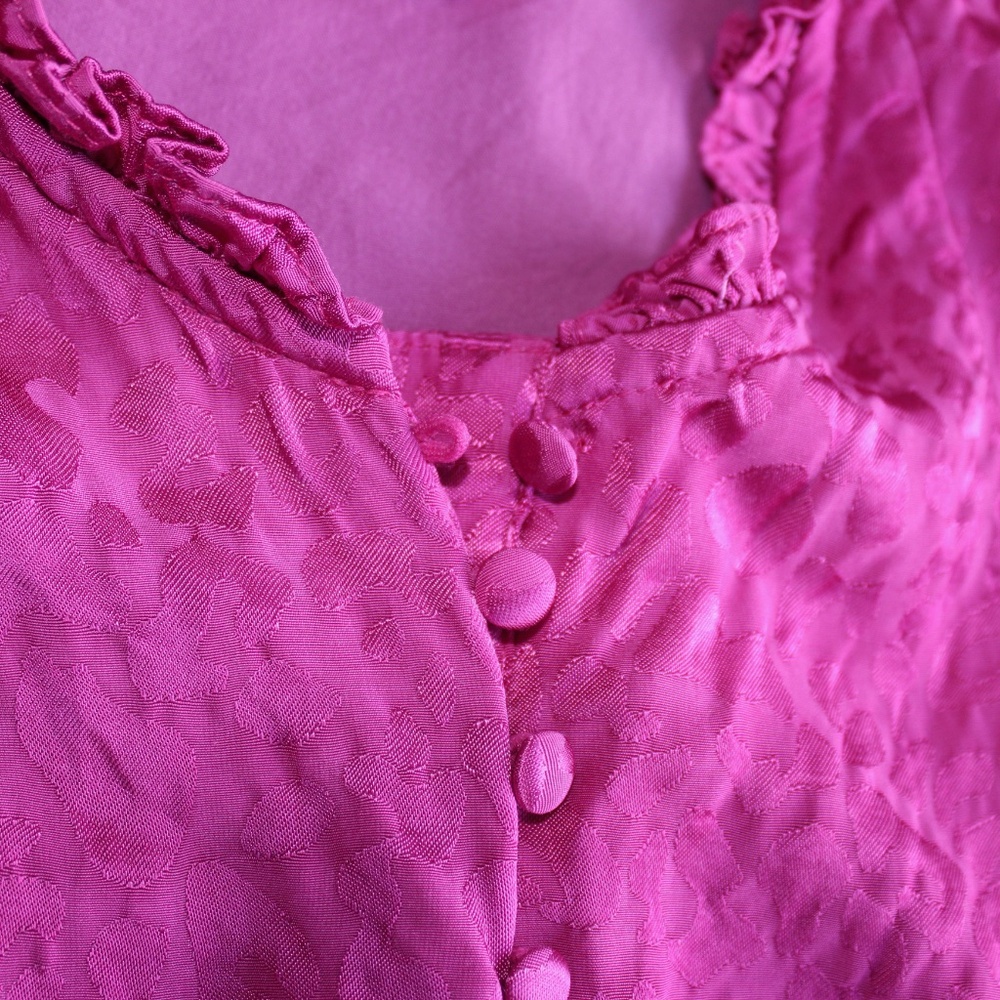 Fuchsia Ruffle-Trim Mini Dress - Picture 7 of 10
